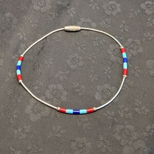 Genuine Hand Strung Liquid Silver Sterling Silver Beads Multicolor Bracelet 7 In